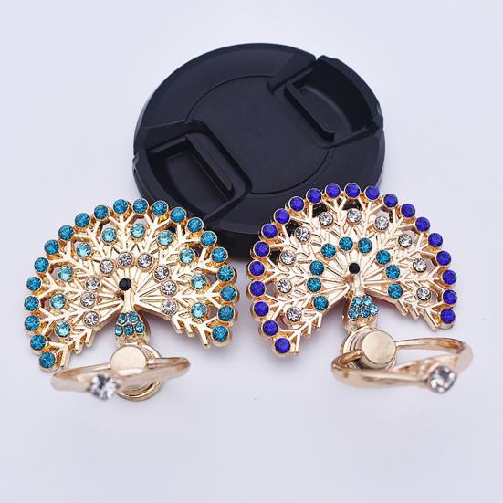 Fingerringhalter Grad Drehung Metall Anti-Verlust 360 Strass Pfau Handyring Schnalle