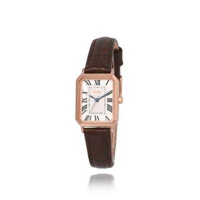 Awesome Square Classic Signature Crown Brown Leather Watch LL2G20410XGR