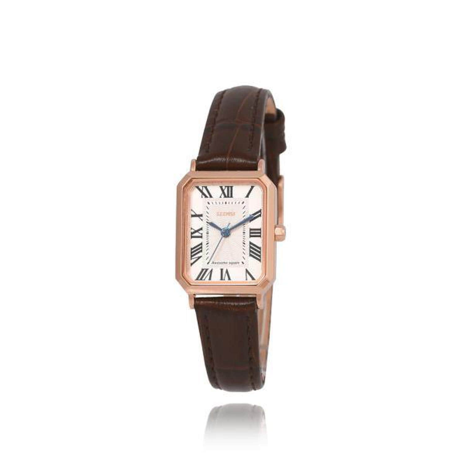[LLOYD] Awesome Square Classic Signature Crown Brown Leather Watch LL2G20410XGR