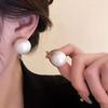 S925 Sterling Silver Retro Pleated Cotton Pearl Earrings for Women - Trendy, Niche High-End Design