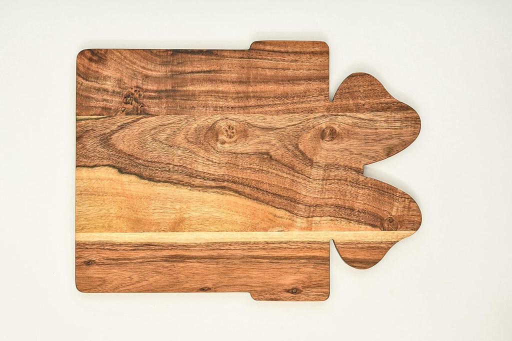 Organic Acacia Wood Chopping Cutting Butcher Block Board for Kitchen, Cheese, Meat, Vegetables, Fruit and Salad (Santa Board 14"L x 12"W)