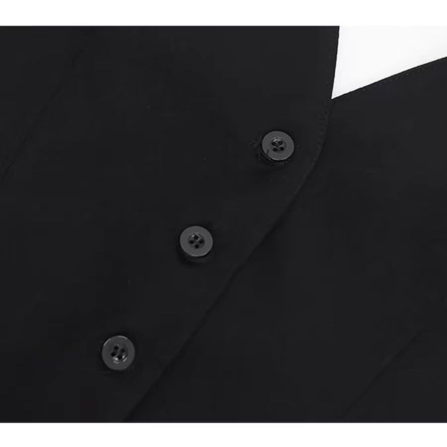 Elegantní a sofistikovaná černá vesta s designem bez zad a Slim Fit