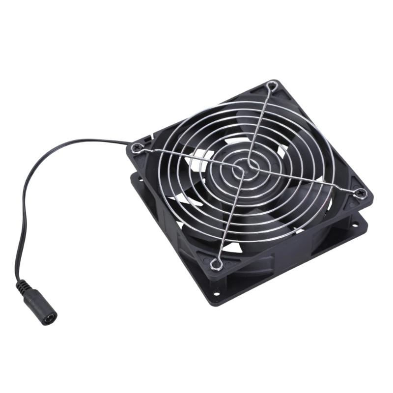 12cm Exhaust Fan 12V 2.7A 6000RPM High Speed Cooling Fan with Metal Guard for Kitchens and Bathrooms
