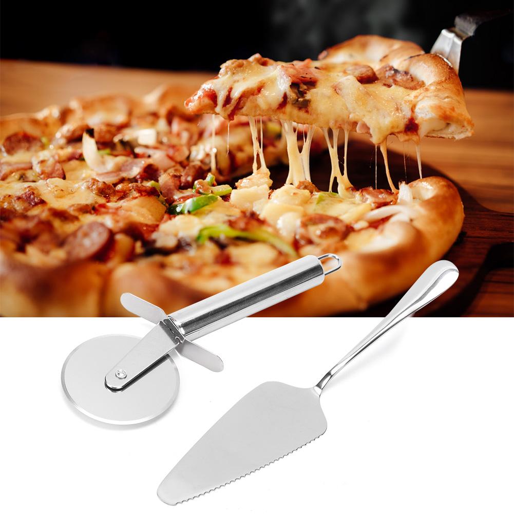 2 buc Set Spatulă Cuțit de Pizza Bucătărie Oțel Inoxidabil Instrumente Utensile pentru Copt Patiserie Tăiere