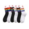 Sport Trendy Multicolor Rainbow Streetwear Striped Cotton Socks Tube Sock Women Socks Middle Tube