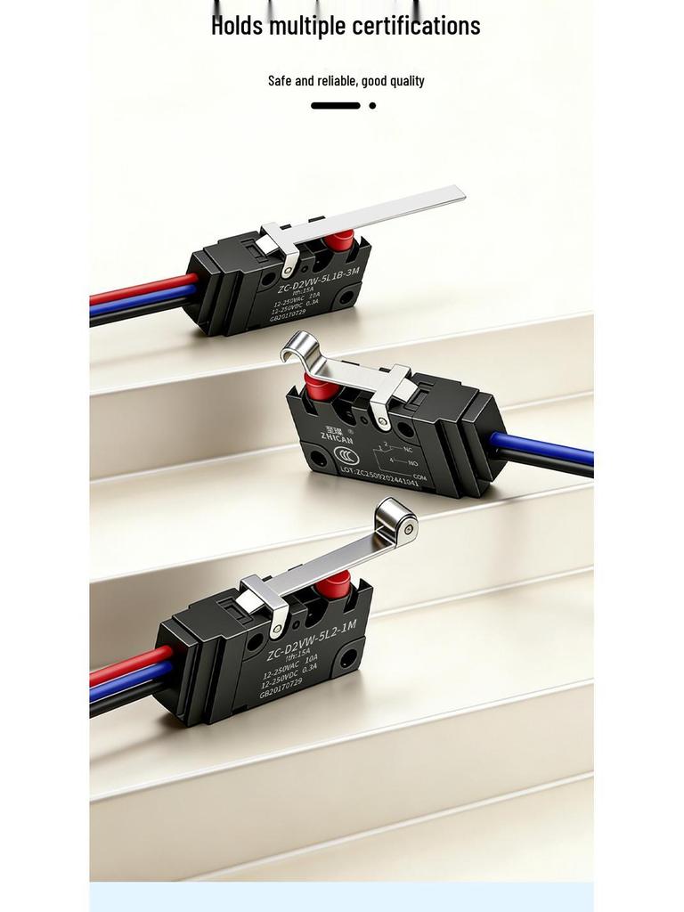 IP67 Waterproof Micro Switch, 5L1B/5L2A/5L3 Models, Straight Lever Roller, 1 NO/1 NC Limit Switch.