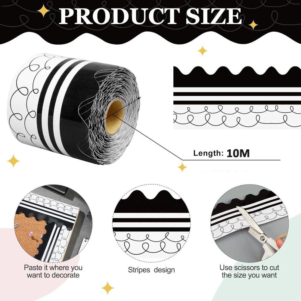 Wavy Trim Bulletin Board Trim Back-to-School Decor Self-Adhesive Bulletin Board Border 5M/Roll DIY Poster Border Stickers