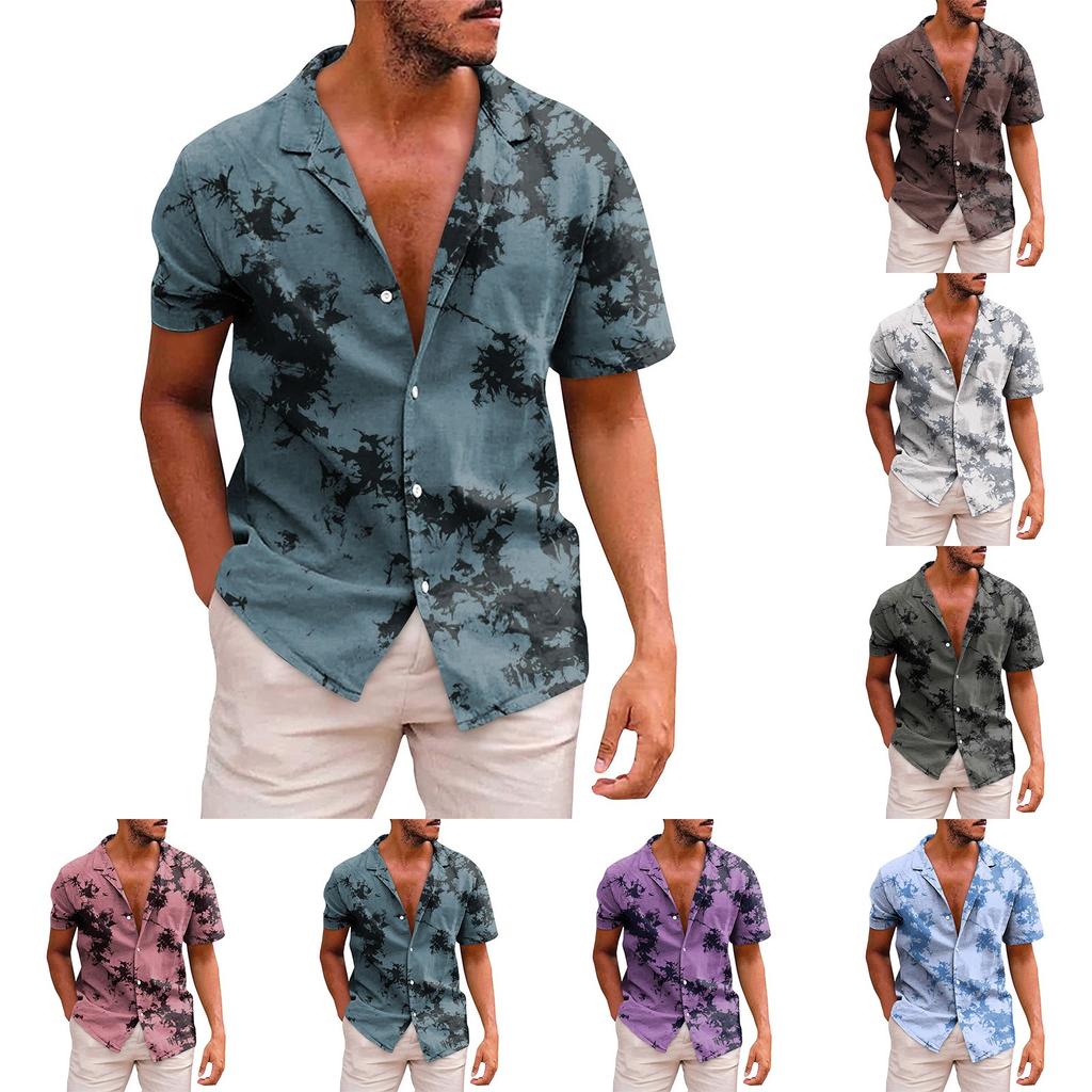 Men's Hawaiian Printed Button Short Sleeve Shirts Men's Casual Fashion Short Sleeve Shirts