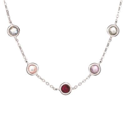[R3824] - Silberkette 'Meghan' mehrfarbig silberfarben (Rhodium) - 5 mm