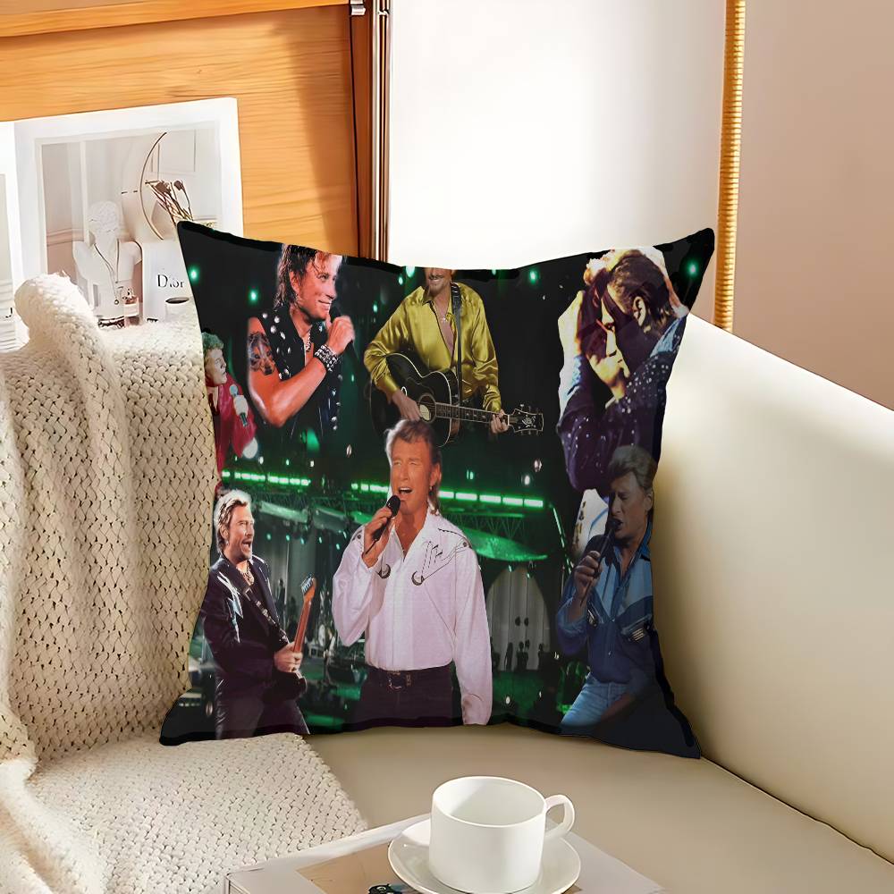 French rock star Johnny Hallyday Pillow Gift Home Office Decoration Bedroom Sofa Car Cushion Cover case 45x45