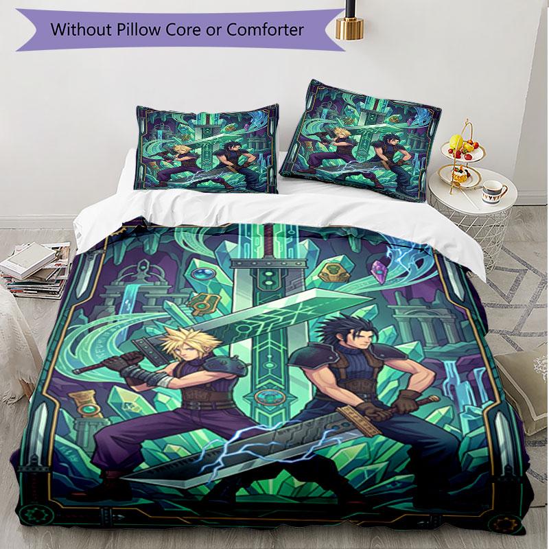 3pcs Duvet Cover Set (1*Duvet Cover + 2*Pillowcase, Without Core), Final Fantasy Print Soft All‑Season Bedding Set, Home Bedroom Decor Gift