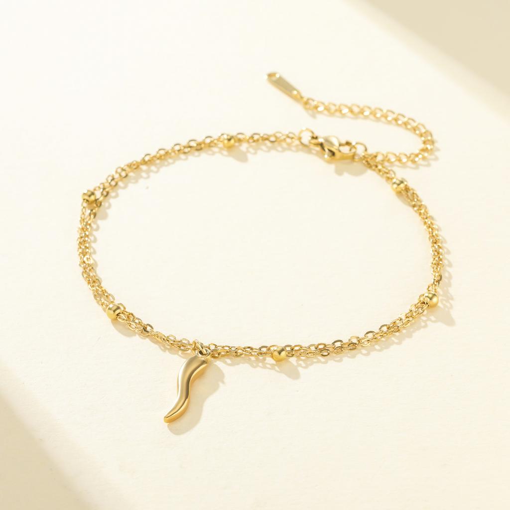 Stainless Steel Lucky Italian Horn Bracelets for Women Double Chain Beads Bracelets Protection Jewelry Birthday Gift 2026 New