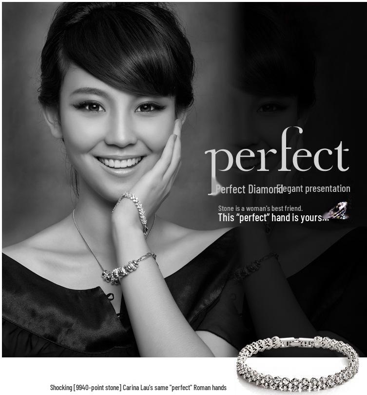 Ka Shi Tong Roman Crystal Zircon Bracelet: Elegant Ladies' Shiny Jewelry, Perfect Christmas Gift