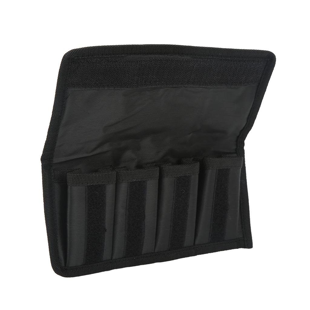 Battery Storage Bag Nylon Zipper Design 4 Small Grids Inside Portable Memory Card Storage Bag with Hook and Loop