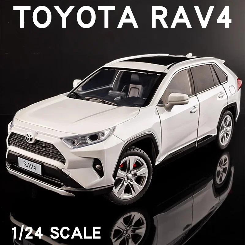 1/24 Scale Toyota RAV4 Off-Road SUV Model Car Metal Diecast Vehicle Simulation Collection Sound & Light Toy for Kids Boys Gift