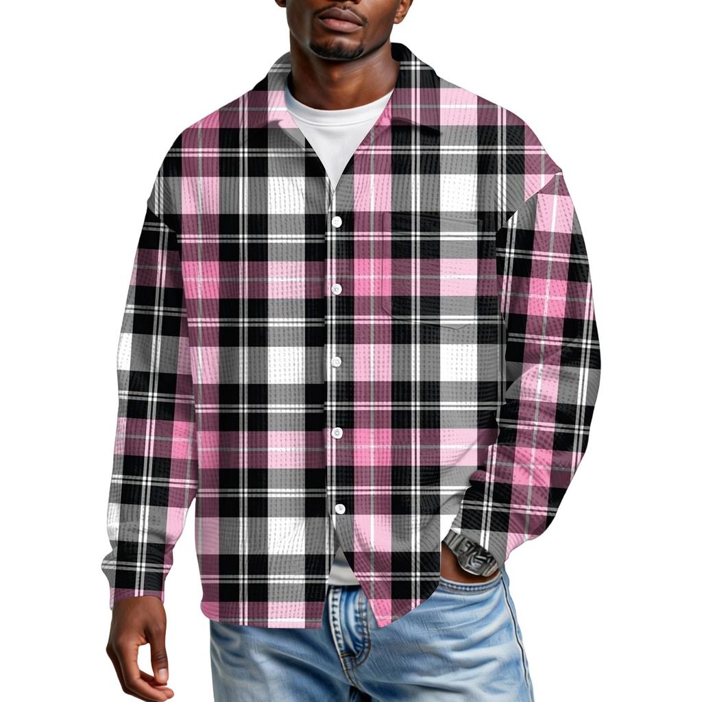 Chemise Décontractée à Boutons et Manches Longues pour Homme avec Poche