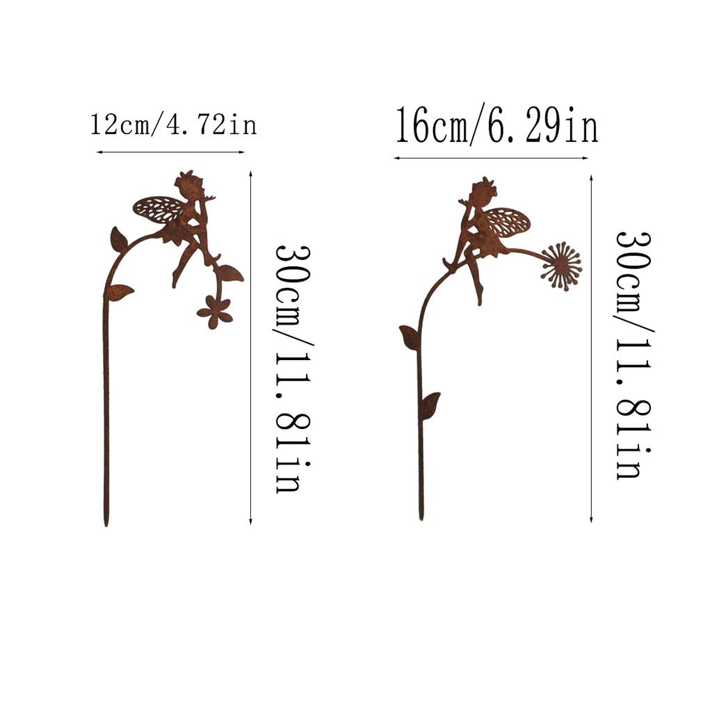 2Pc Iron Fairy Garden Decoration with Bright Floral Design, Perfect for Terrace, Courtyard, Lawn and Holiday Celebration Activities, Garden