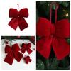 Christmas Bow Decoration Velvet Red Bow Knot Baubles Hanging Ornaments DIY Xmas Trees Pendant For Holiday Home Party Decorations