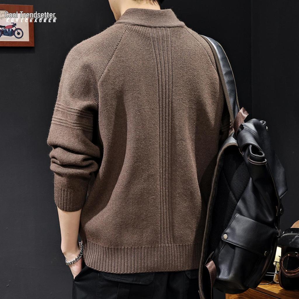 2025 Men's High Neck Zipper Sweater - American Style Autumn/Winter Knit Pullover, High-End Outerwear, Plus Size Available
