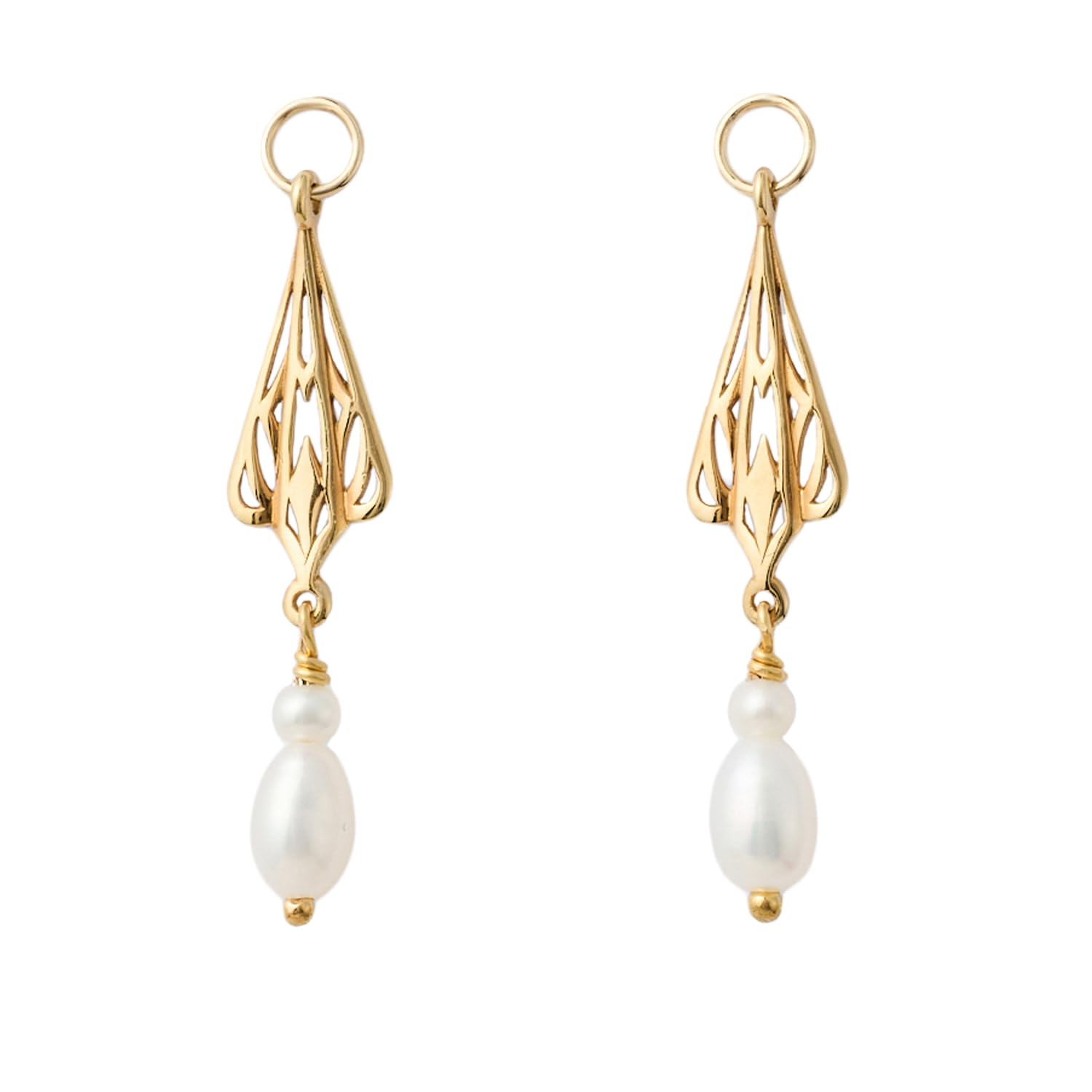 

Gold pearl earrings charm 1024111703308999 [Agate] білий