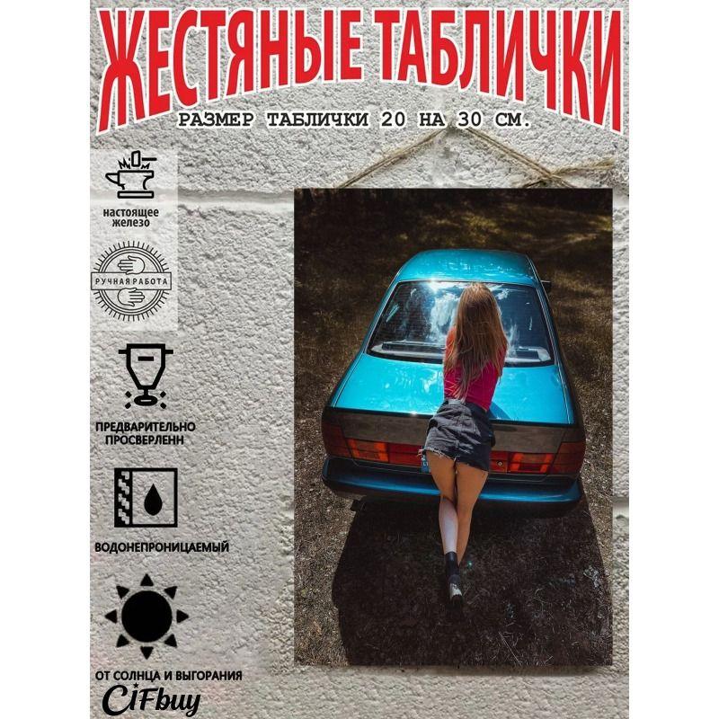 Retro Vintage Metal Sign Pin Up Girl Car Decor Wall Art