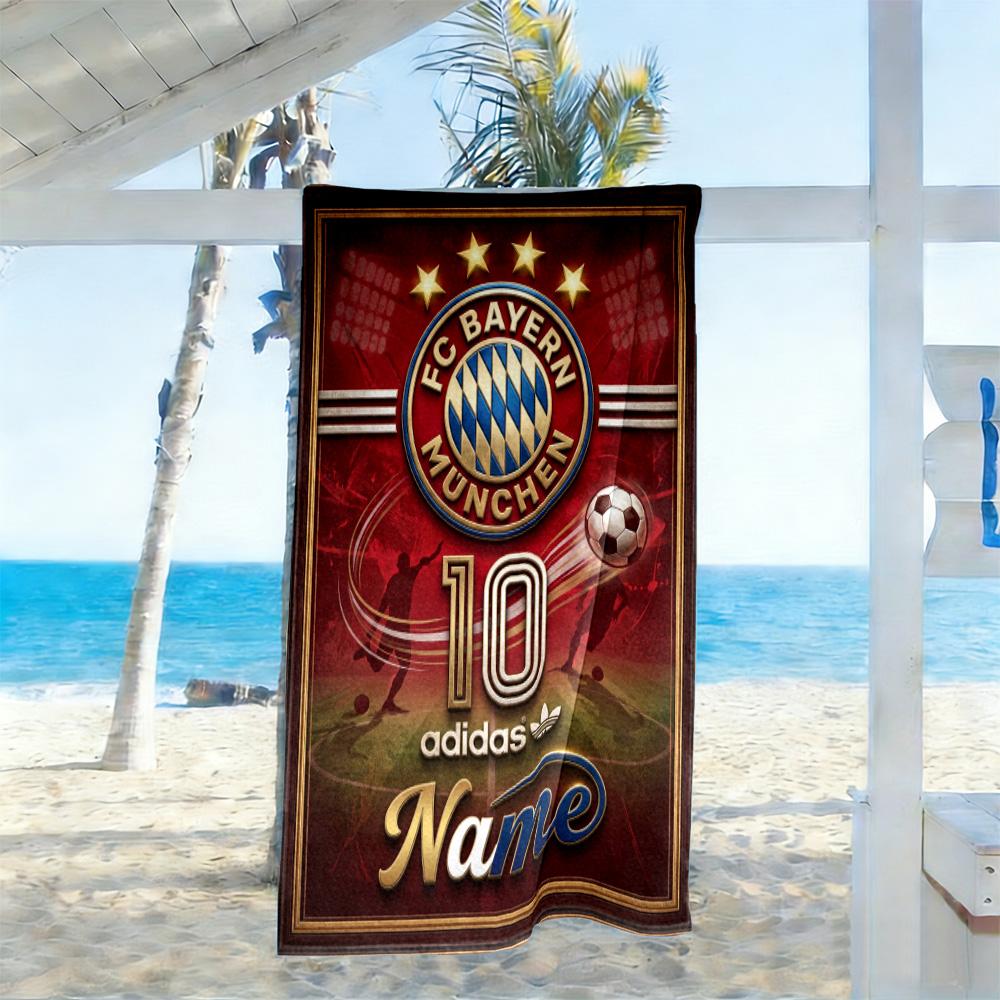 Fc Bayern München Fan Gear Customizable Name Beach Towel Soft Durable Quick-Dry Portable for SwimmingBeachCamping Travel Beach AccessoriesGym