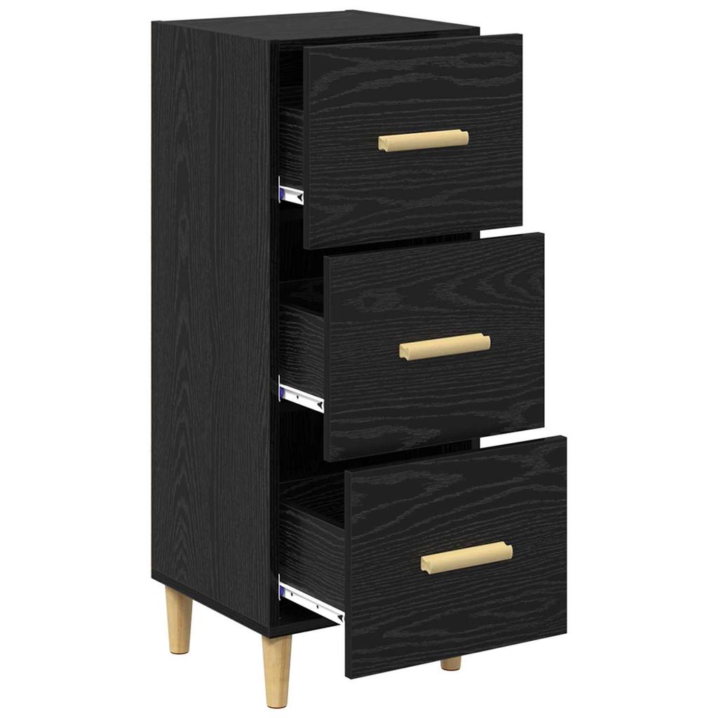 Sideboard in Black Oak Look 34.5 x 34 x 90 cm Engineered Wood