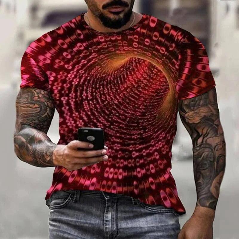 Colorful Swirl Abstract 3D Printing Men's T-Shirt Short Sleeve Streetwear Fashion Casual Sports Oversized