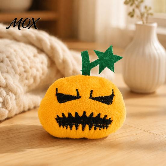 Pumpkin Cat Toy Halloween Toy, Squeaky Stuffed Chew Kitten Soft Plush with Feathers for Indoor Cats Self-entertainment Pet