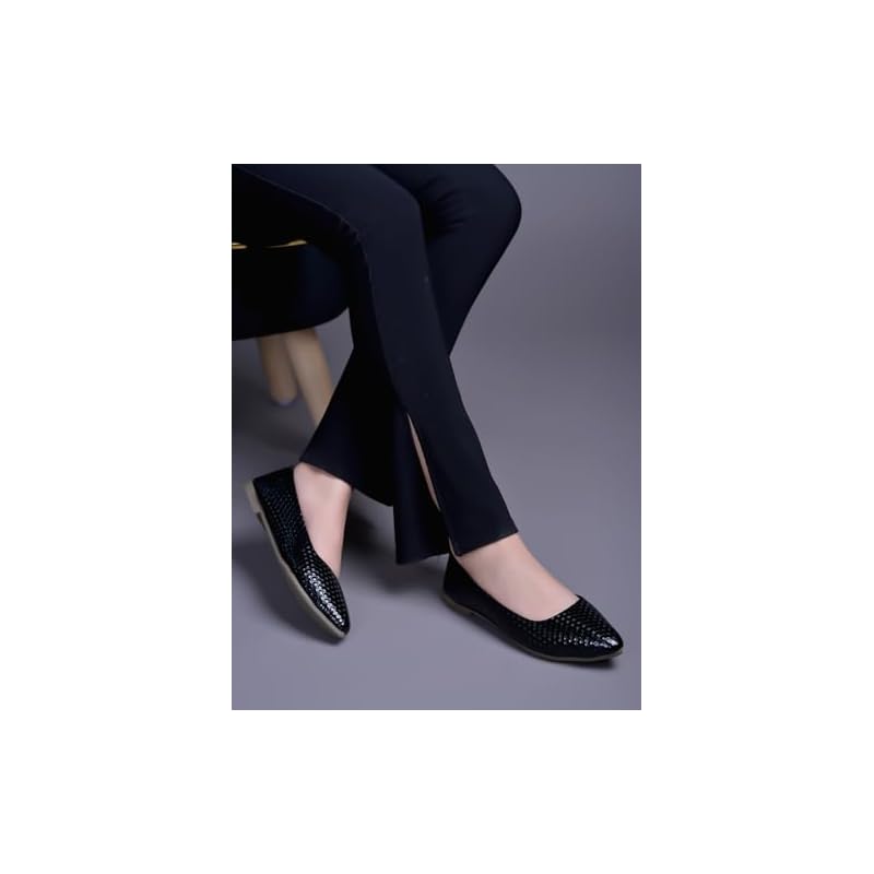 Shoetopia Women'S Whitetextured Bellies Stylish Pointed Toe Flats For Office, Casual & Daily Eu38