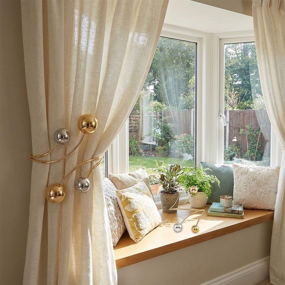 2PCS Pearl Zinc Zinc Alloy Curtain Clips Decorative Curtain Holders Modern Drapery Tiebacks Holiday Decor
