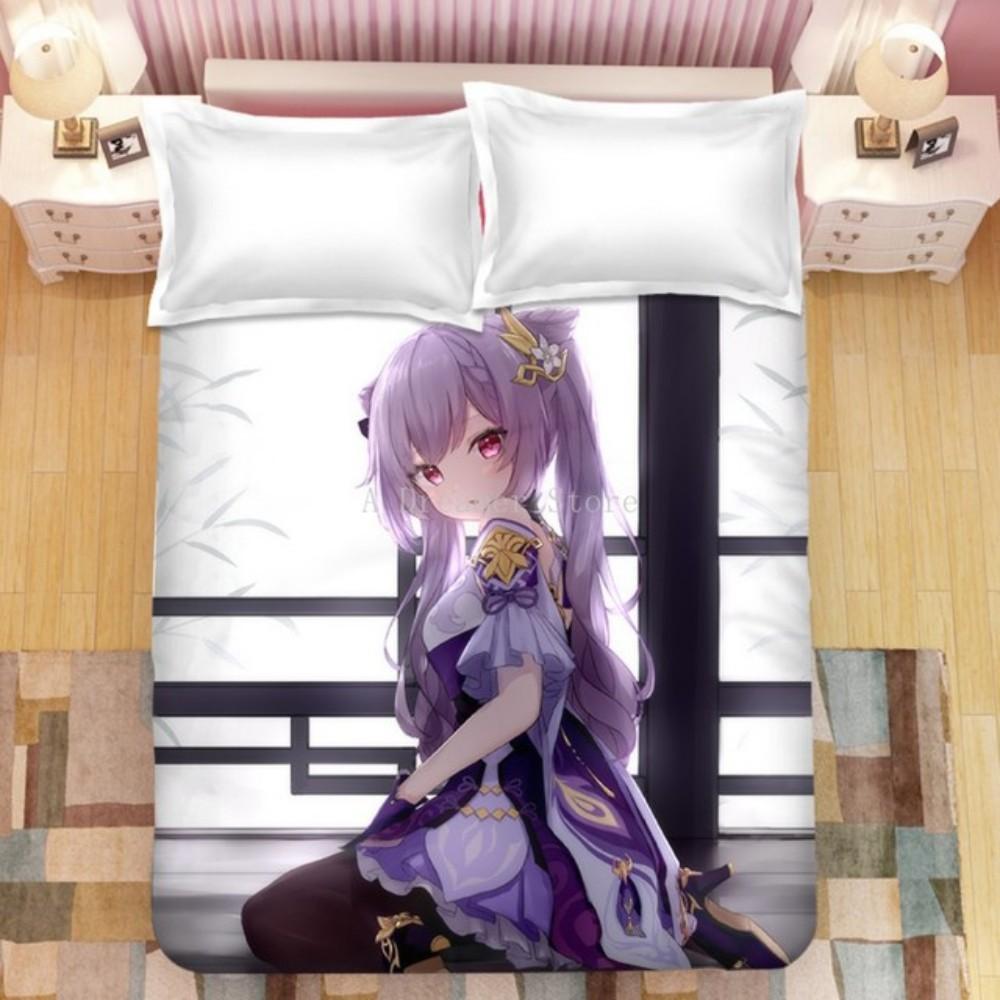 Herní povlečení Genshin Impact Eula Anime 3D pro kluky a teenagery, sada povlaku na přikrývku, měkké ložní prádlo, velikost Queen, King, Single, dekorace do ložnice