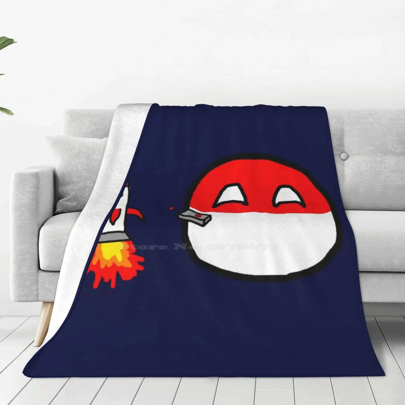 Polandball Can Into Space! Top Quality Comfortable Bed Sofa Soft Blanket Space Rocket Countryballs Meme Satiric 100cmx150cm