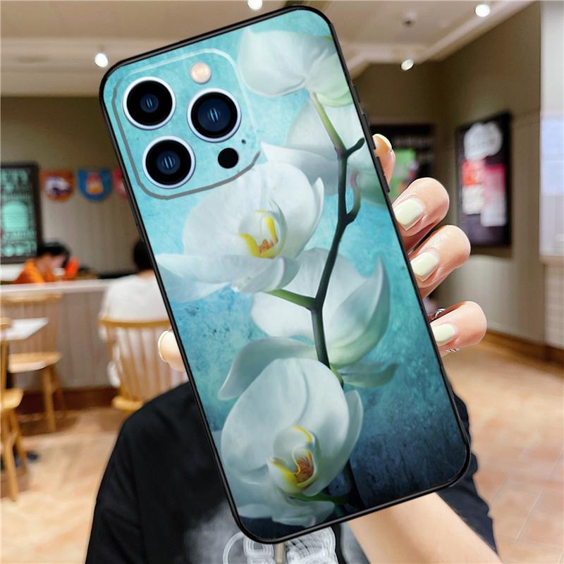 Orchid Flowers Colorful Case For iPhone 17 Pro Max 16 15 14 11 12 13 Mini Plus 16e 17 Air Bumper Cover Accessories