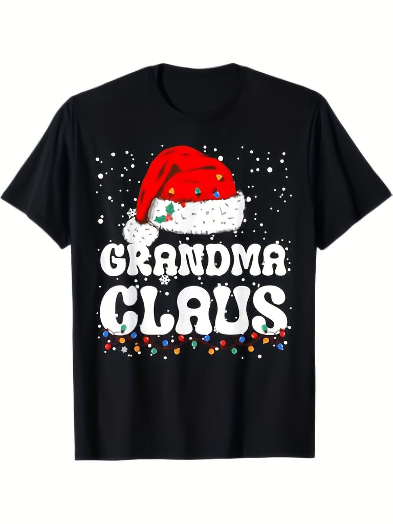 Santa Claus Grandma Family Matching T-Shirts, Suitable for Christmas Family Occasions, 100%, Sizes S