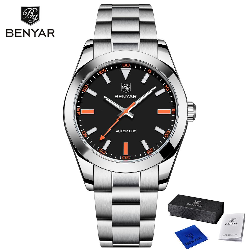 New BENYAR DESIGN Brand Fashion Watches For Men Sapphire Mirror Mechanical Men's Watches Waterproof Stainless Steel Watch
