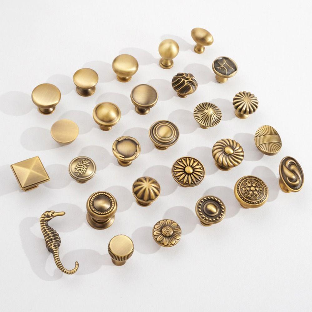 1Pcs Single Hole Antique Drawer Knob Vintage Round Cabinet Handle Multi-size Luxury Door Handle Pulls Furniture Accessory
