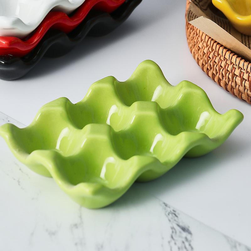 Six-compartment Egg Storage Tray Rectangular Ceramic Grid Egg Storage Oven Mold Refrigerator Storage Container Kitchen Utensils