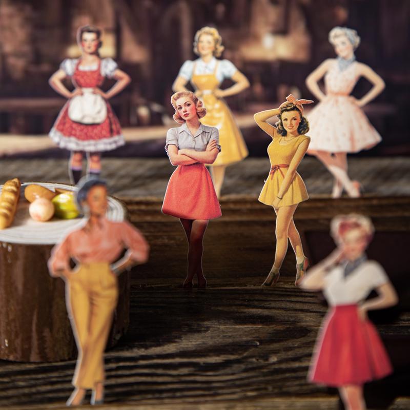 25sheets/bag Retro Girl Sticker Pack Art Decorative Hand Account Scrapbooking Supplies Office Stationery Box Stickers Desktop