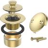 Brushed Gold Bathtub Drain Bath Tub Trim Set Conversion Kit Assembly, All Brass Lift and Turn Twist Tub Drains Replacement Trim Kit with Two-Hole