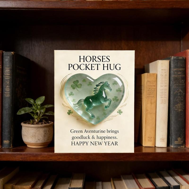 2026 Horses Pocket Hug A Symbol of Strength and New Beginnings Elegant Clear Heart Crystal Horse Decor with Card New Year Gift