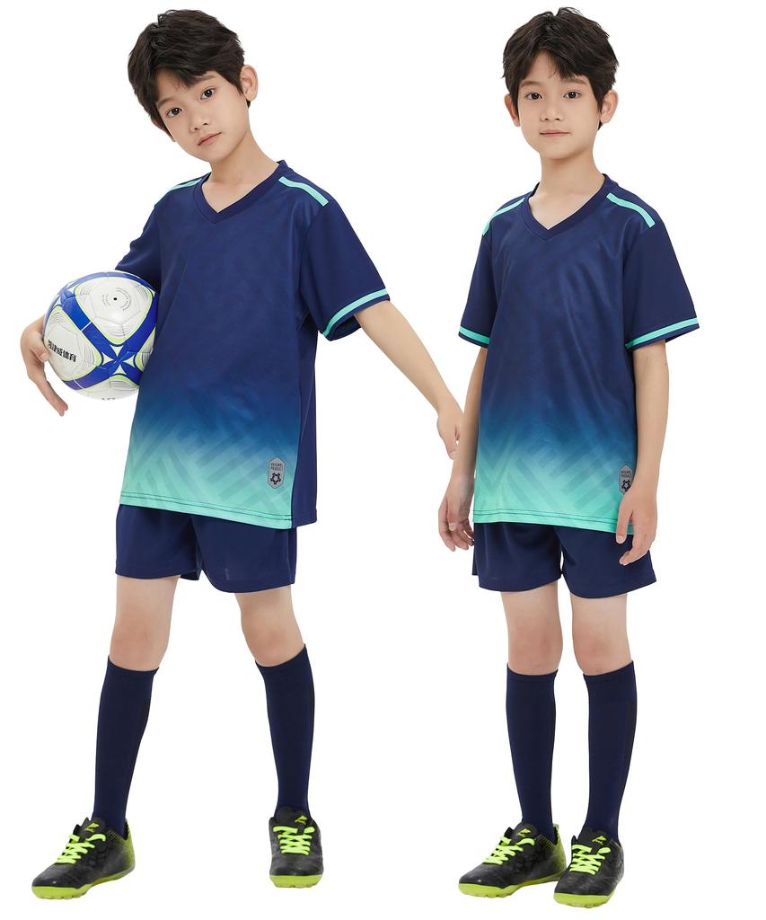 Hiheart Junior Training Wear Summer Short Sleeves and Size 140cm Kids' Soccer/Futsal Set, Boys' Wear, Shorts, Navy,