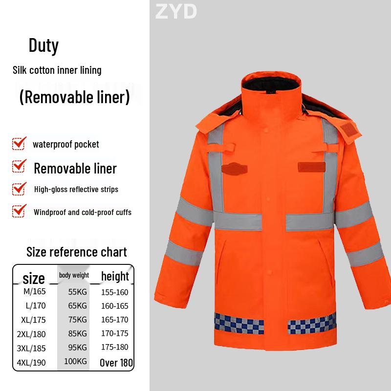Reflective Raincoat Set for Traffic Duty and Flood Control - Men's Sanitation Labor Protection