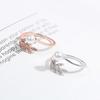Temperament Color Retention Open Ring, Simple Leaf Slightly Inlaid Zircon Pearl Ring, Adjustable Jewelry
