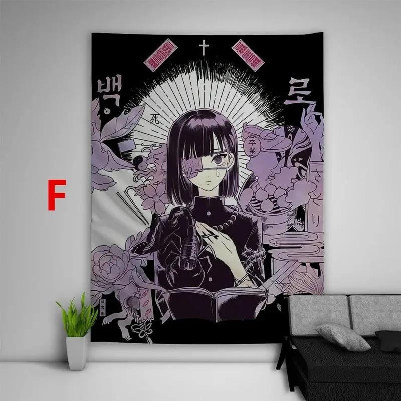 Самурай Аниме Девушка Абстрактный Фон Ткань Украшения Дома Настенный Гобелен Офис — фото 18
