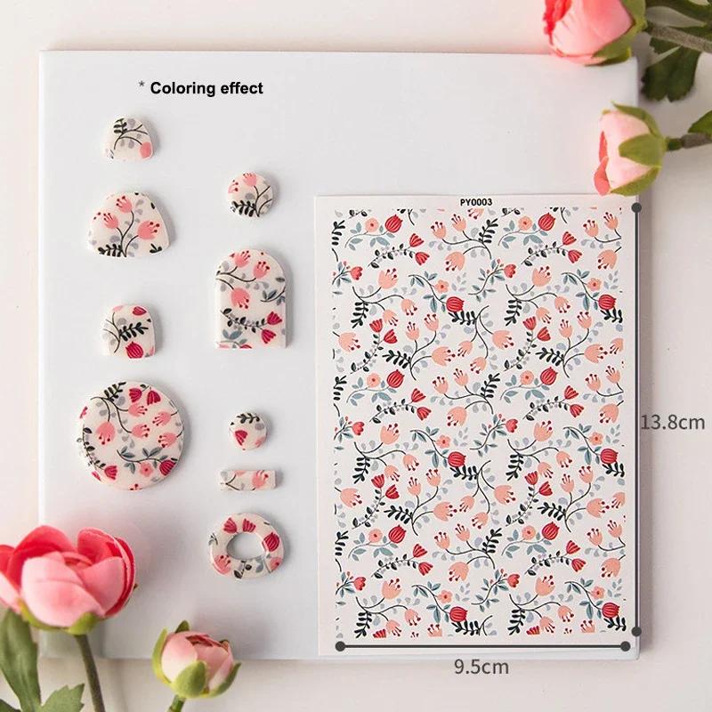 Blumenblatt-Serie Polymer Clay Transferpapier Wasserlösliche Dekorationsaufkleber für Soft Pottery Ohrringe Schmuckherstellungswerkzeuge