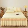 Korean Style Minimalist Cotton Bed Skirt Three Piece Set Thickened Anti Slip Bed Cover Lace Bed Sheet Mattress Protective Cover