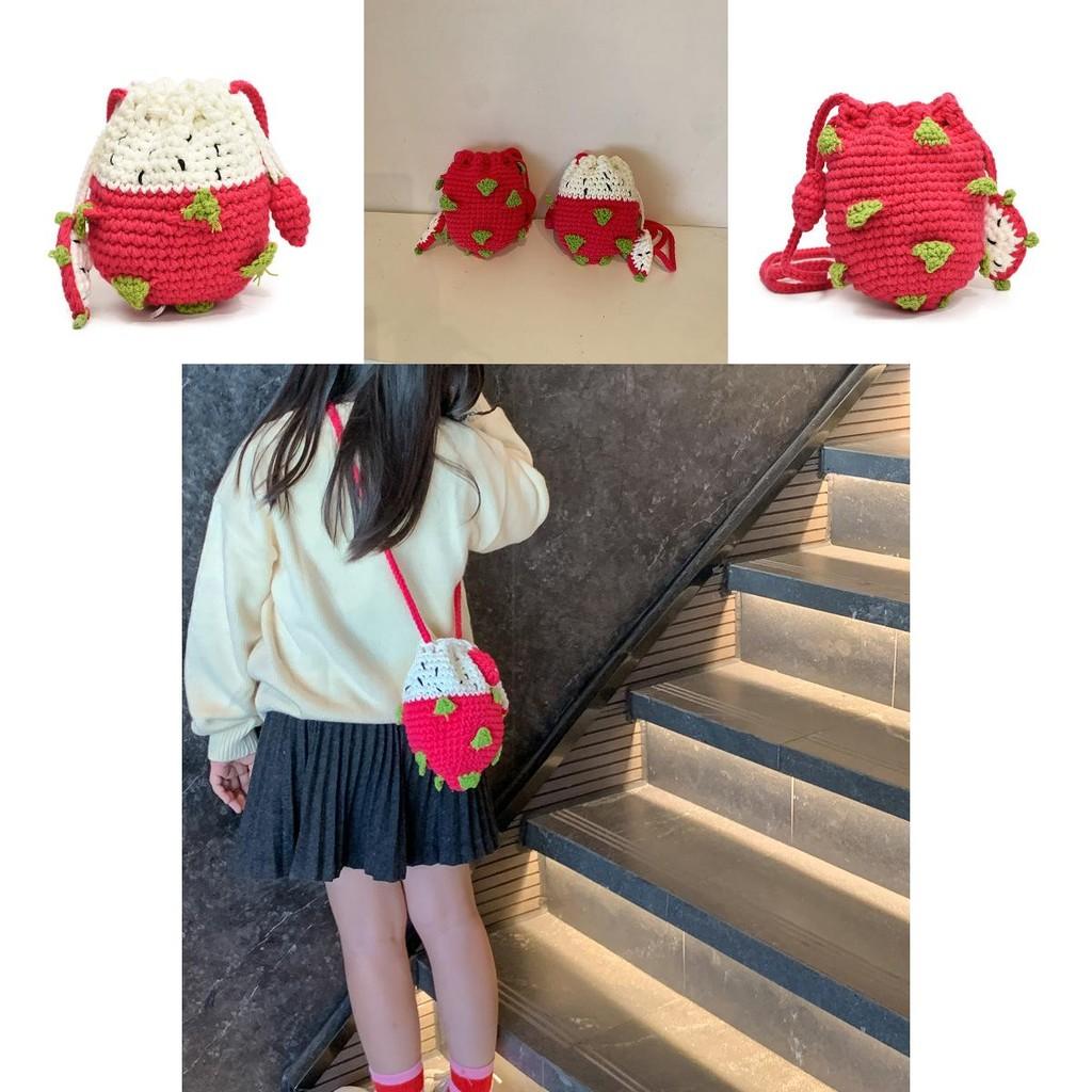 Charming Knitted Childrens Bag With Adorable Dragon Fruit Design For Boys Girls And