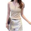 Women's Ice Silk V-Neck Knitted Camisole: Korean Style Sleeveless Outer & Inner Wear for Summer