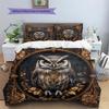 Retro Patterned Owl  Pattern Bedding Quilt Set Quilt Cover Pillowcase Home Decoration  Gift (1 * Duvet Cover + 2 * Pillowcase, Without Core)